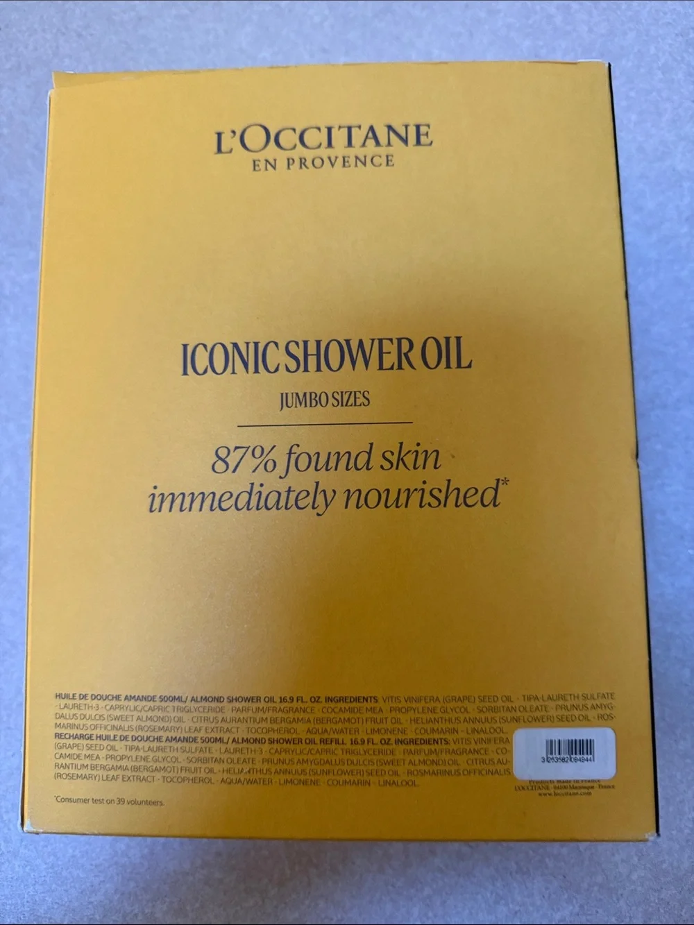 New In Box L'OCCITANE Almond Shower Oil Pump and Refill